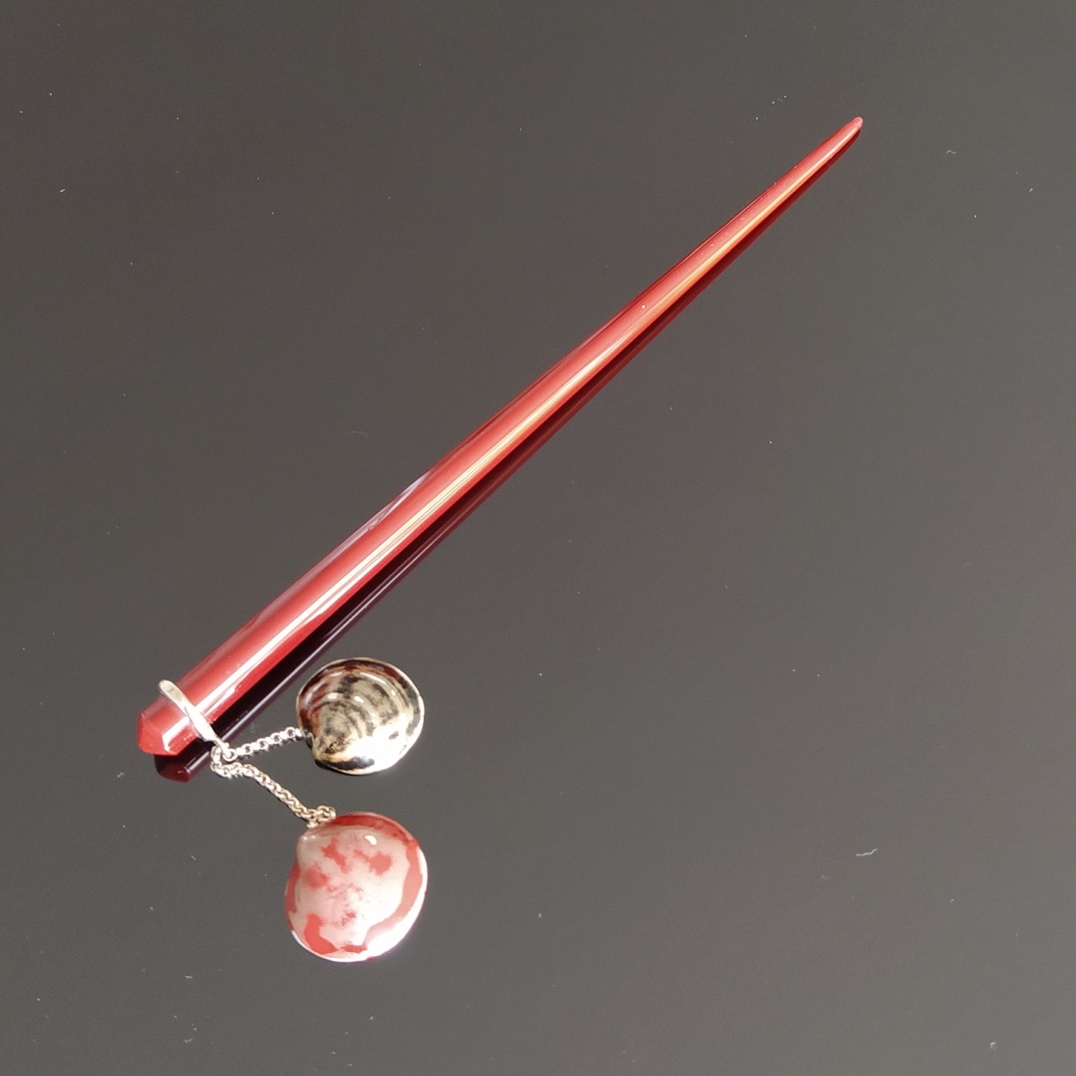Kanzashi with 2 shells - Urushi Stefos Art